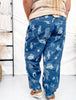 Mineral Washed Denim Pants With Western Print - Whiskey Skies - BIBI