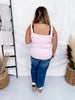Mineral Washed Light Pink Tank Top W/ Horseshoe Neckline - Whiskey Skies - WHITE BIRCH