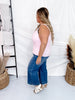 Mineral Washed Light Pink Tank Top W/ Horseshoe Neckline - Whiskey Skies - WHITE BIRCH