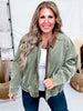 Mineral Washed Olive Corduroy Jacket With Faux Leather Collar - Whiskey Skies - JNNA