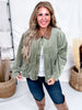 Mineral Washed Olive Corduroy Jacket With Faux Leather Collar - Whiskey Skies - JNNA