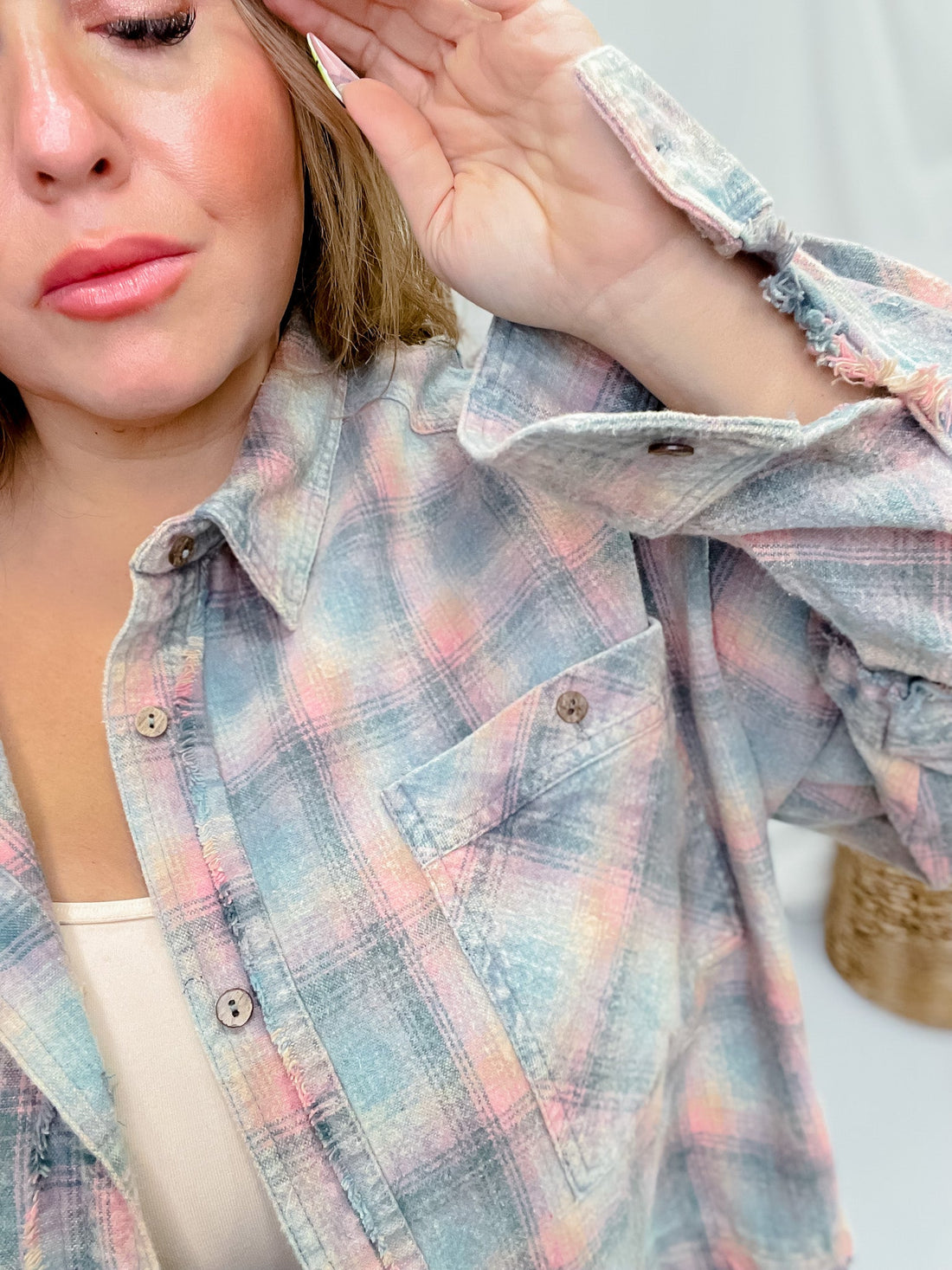 Mineral Washed Pastel Plaid Shirt - Whiskey Skies - OLI & HALI