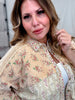 Mineral Washed Patchwork Floral Print Button Down Top In Straw - Whiskey Skies - EASEL