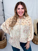 Mineral Washed Patchwork Floral Print Button Down Top In Straw - Whiskey Skies - EASEL