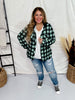 Mint and Black Button Down Plaid Shirt with Hood - Whiskey Skies - DNA COUTURE