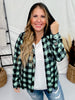 Mint and Black Button Down Plaid Shirt with Hood - Whiskey Skies - DNA COUTURE