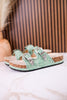 Mint Green "Morgana" Dual Strap Tooled Faux Leather Sandals - Whiskey Skies - NAUGHTY MONKEY