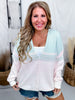 Mint & Pink Striped Long Sleeve Cardigan - Whiskey Skies - WHITE BIRCH