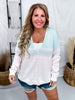 Mint & Pink Striped Long Sleeve Cardigan - Whiskey Skies - WHITE BIRCH