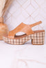"Miss Carley" Caramel Combo Wedges - Whiskey Skies - CORKYS FOOTWEAR