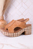 "Miss Carley" Caramel Combo Wedges - Whiskey Skies - CORKYS FOOTWEAR