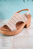 Miss Carley Tan Striped Platform Sandals - Whiskey Skies - CORKYS FOOTWEAR