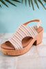Miss Carley Tan Striped Platform Sandals - Whiskey Skies - CORKYS FOOTWEAR
