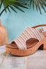 Miss Carley Tan Striped Platform Sandals - Whiskey Skies - CORKYS FOOTWEAR