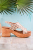 Miss Carley Tan Striped Platform Sandals - Whiskey Skies - CORKYS FOOTWEAR