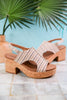 Miss Carley Tan Striped Platform Sandals - Whiskey Skies - CORKYS FOOTWEAR