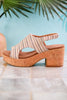 Miss Carley Tan Striped Platform Sandals - Whiskey Skies - CORKYS FOOTWEAR