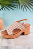 Miss Carley Tan Striped Platform Sandals - Whiskey Skies - CORKYS FOOTWEAR