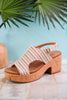 Miss Carley Tan Striped Platform Sandals - Whiskey Skies - CORKYS FOOTWEAR