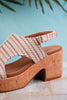 Miss Carley Tan Striped Platform Sandals - Whiskey Skies - CORKYS FOOTWEAR