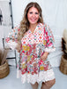 Mix And Match Floral Print Bubble Sleeve Dress - Whiskey Skies - BIBI