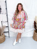 Mix And Match Floral Print Bubble Sleeve Dress - Whiskey Skies - BIBI