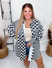 Mixed Black And White Checker Print Long Sleeve Button Up Top - Whiskey Skies - JADE BY JANE