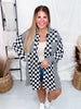 Mixed Black And White Checker Print Long Sleeve Button Up Top - Whiskey Skies - JADE BY JANE