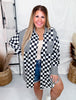 Mixed Black And White Checker Print Long Sleeve Button Up Top - Whiskey Skies - JADE BY JANE