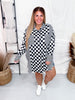 Mixed Black And White Checker Print Long Sleeve Button Up Top - Whiskey Skies - JADE BY JANE