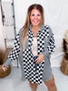 Mixed Black And White Checker Print Long Sleeve Button Up Top - Whiskey Skies - JADE BY JANE