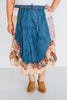 Mixed Denim and Plaid Boho Patch Midi Skirt - Whiskey Skies - YOUNG THREADS