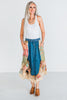 Mixed Denim and Plaid Boho Patch Midi Skirt - Whiskey Skies - YOUNG THREADS