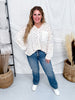 Mixed Fabric Floral Long Sleeve V - Neck Top - Whiskey Skies - J.NNA