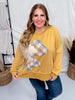 Mixed Fabric Offset Clover Patch Sweatshirt - Whiskey Skies - ODDI