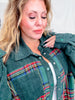 Mixed Plaid And Corduroy Shacket With Frayed Hems - Whiskey Skies - JADE BY JANE