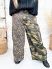 Mixed Print Leopard and Camo Cargo Pants - Whiskey Skies - BIBI