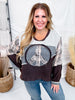 Mixed Print Patchwork Peace Sign Midi Sweater - Whiskey Skies - POL CLOTHING INC.