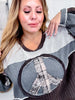 Mixed Print Patchwork Peace Sign Midi Sweater - Whiskey Skies - POL CLOTHING INC.