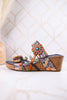 Moai Hand-Painted Leather Wedge Sandals - Whiskey Skies - SPRING FOOTWEAR
