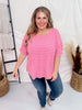 Mocha and Pink Patterned Dolman Sleeve Boyfriend Top - Whiskey Skies - DEAR SCARLETT