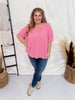 Mocha and Pink Patterned Dolman Sleeve Boyfriend Top - Whiskey Skies - DEAR SCARLETT