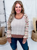 Mocha & Brown Cable Knit Sweater With Crochet Sleeves - Whiskey Skies - DAVI & DANI
