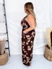 Mocha Brown Floral Smocked Wide Leg Jumpsuit - Whiskey Skies - DAVI & DANI