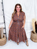 Mocha & Caramel Floral Print Zip Front Midi Dress - Whiskey Skies - SHE + SKY