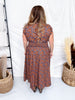Mocha & Caramel Floral Print Zip Front Midi Dress - Whiskey Skies - SHE + SKY