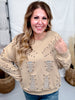 Mocha Distressed Sweatshirt W/ Studding Detail & Knit Liner - Whiskey Skies - POL CLOTHING INC.