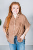 Mocha Dolman Sleeve Babydoll Top - Whiskey Skies - ANDREE BY UNIT