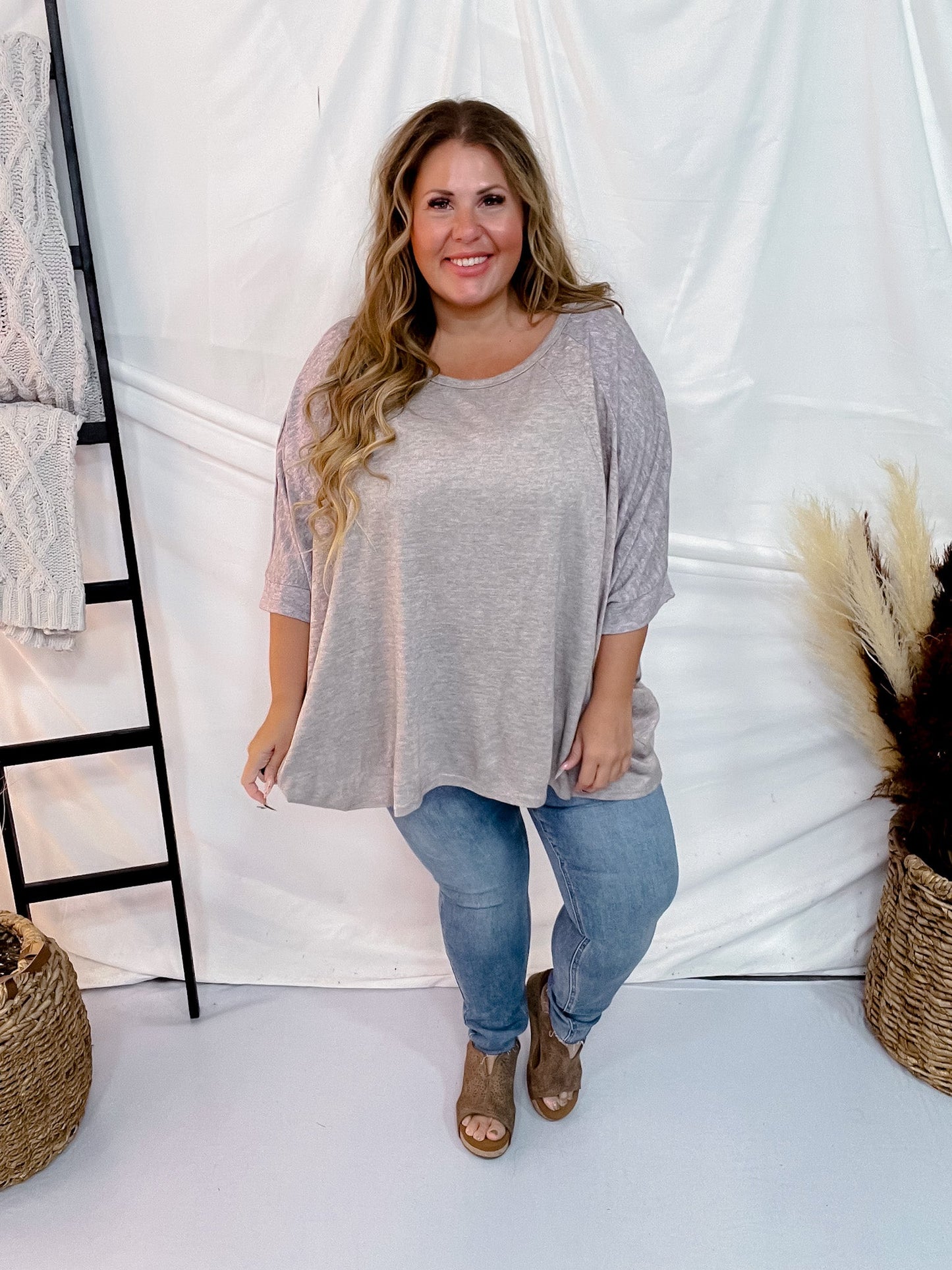 Mocha Drop Sleeve Poncho Top - Whiskey Skies - ANDREE BY UNIT