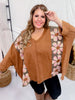 Mocha Flower Patch Drop Shoulder Top - Whiskey Skies - BLUEVELVET